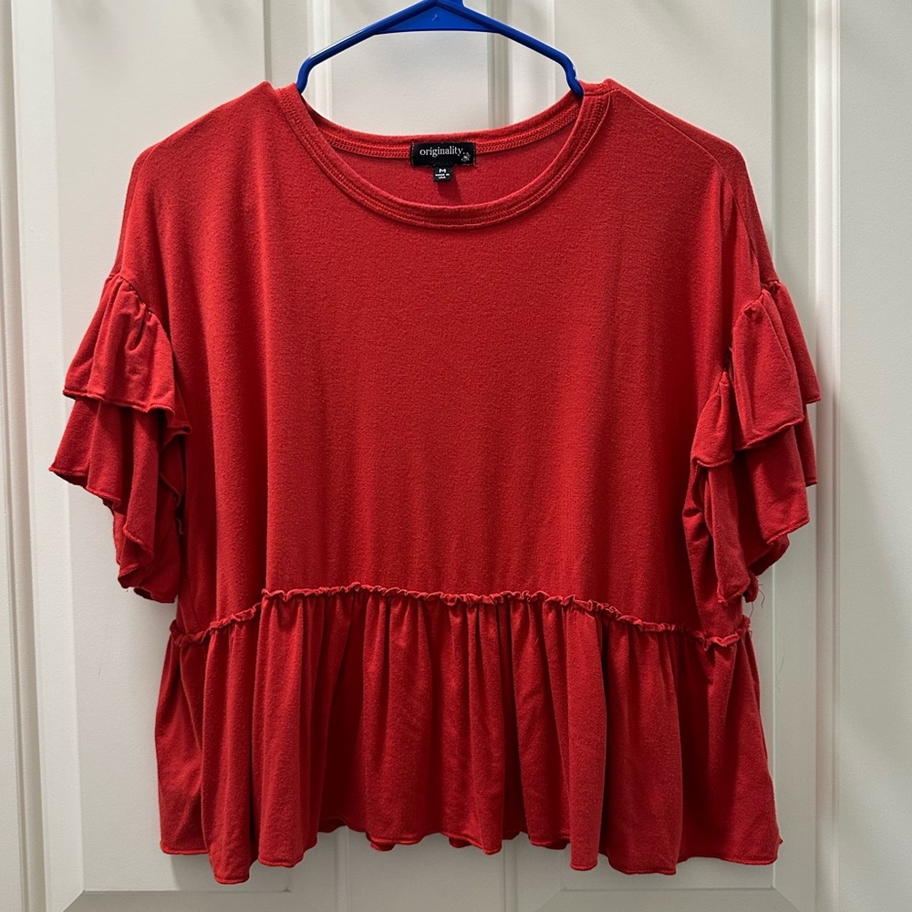 Red cropped shirt